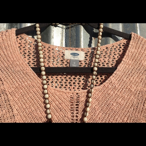 Crochet sheer sweater•medium•blush•NWOT - Picture 3 of 4